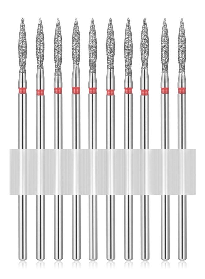 Eldraqth 10pcs Flame Bit for Nail Drill Cuticle Nail Drill Bits Set 3/32'' Diamond Naila Drill Bits for Dead Skin Professional Nails Dry Manicure Pedicure Shape Remove for Acrylic Gel Nail Salon Tools (Fine-F) - Image 1